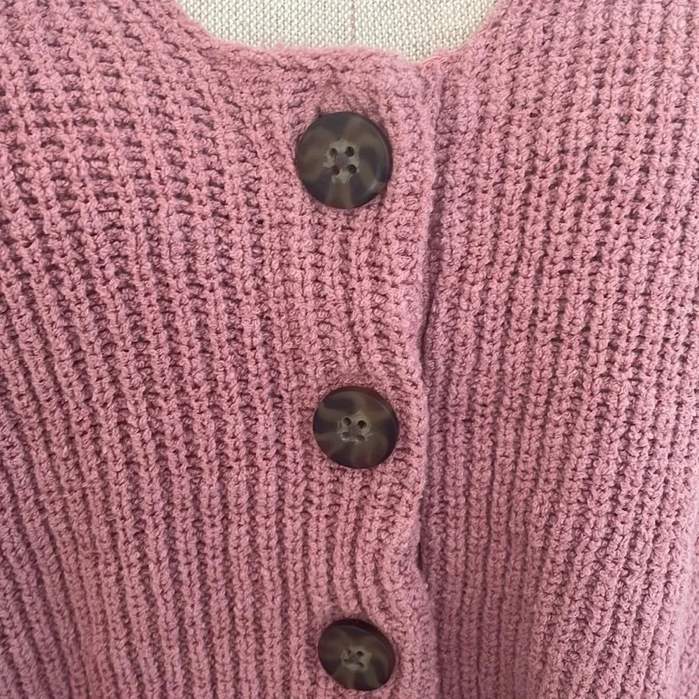 Madewell‎ ruffle-strap button-front sweater tank pink size Large - Picture 3 of 7
